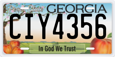 GA license plate CIY4356
