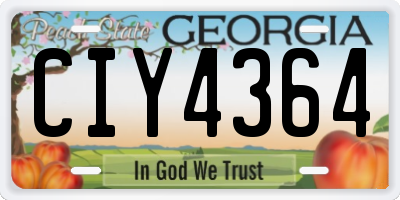 GA license plate CIY4364