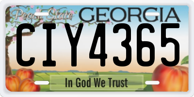 GA license plate CIY4365