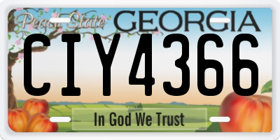 GA license plate CIY4366