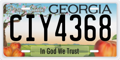 GA license plate CIY4368