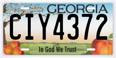 GA license plate CIY4372