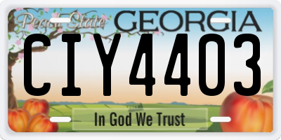 GA license plate CIY4403