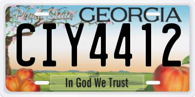 GA license plate CIY4412