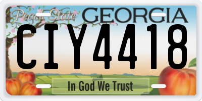 GA license plate CIY4418