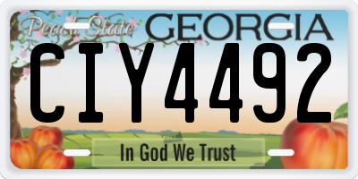 GA license plate CIY4492