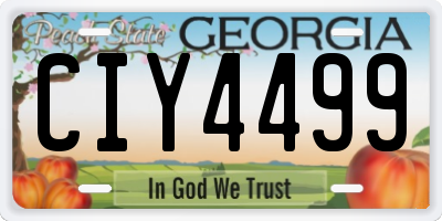 GA license plate CIY4499