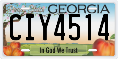 GA license plate CIY4514