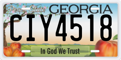 GA license plate CIY4518