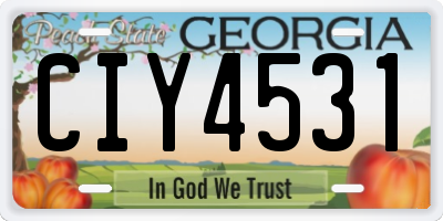 GA license plate CIY4531