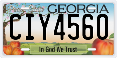 GA license plate CIY4560
