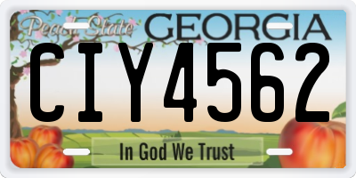 GA license plate CIY4562