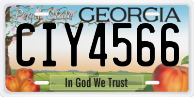 GA license plate CIY4566