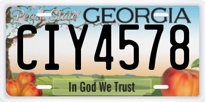 GA license plate CIY4578