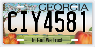 GA license plate CIY4581
