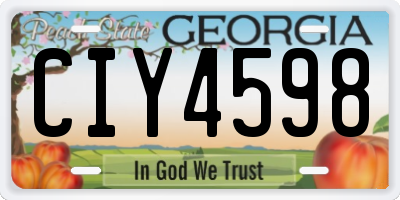 GA license plate CIY4598