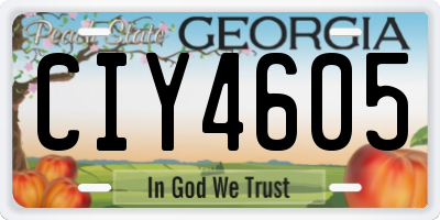 GA license plate CIY4605