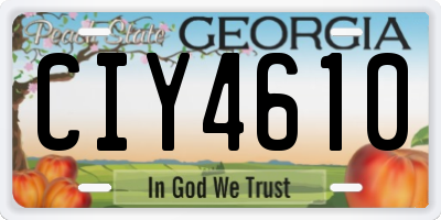 GA license plate CIY4610