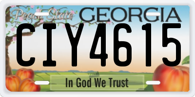 GA license plate CIY4615