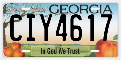 GA license plate CIY4617