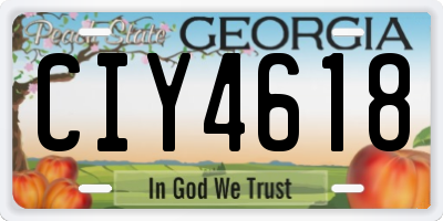 GA license plate CIY4618