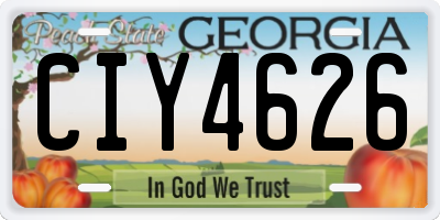 GA license plate CIY4626