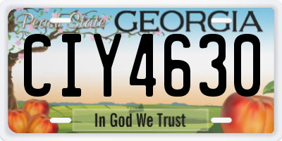 GA license plate CIY4630