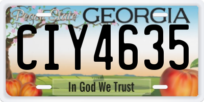 GA license plate CIY4635