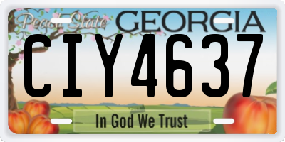 GA license plate CIY4637