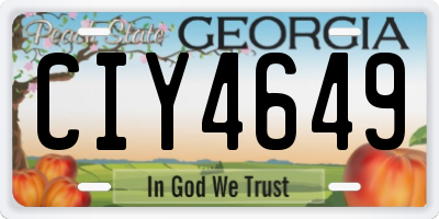 GA license plate CIY4649