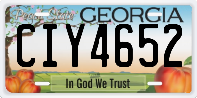 GA license plate CIY4652