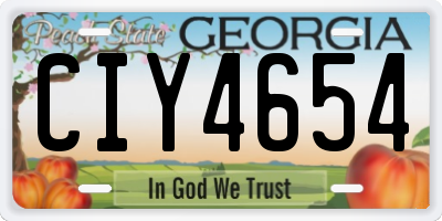 GA license plate CIY4654