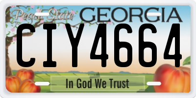GA license plate CIY4664