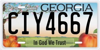 GA license plate CIY4667