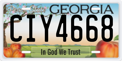 GA license plate CIY4668