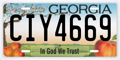 GA license plate CIY4669