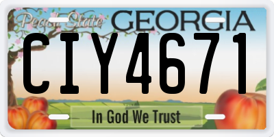 GA license plate CIY4671