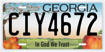 GA license plate CIY4672