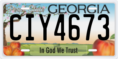 GA license plate CIY4673