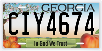 GA license plate CIY4674