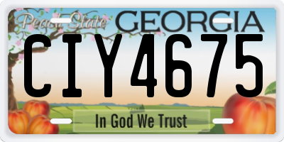 GA license plate CIY4675