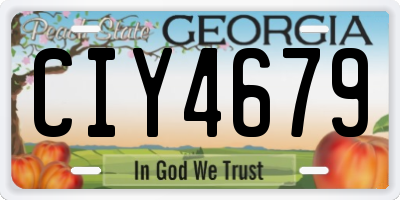 GA license plate CIY4679