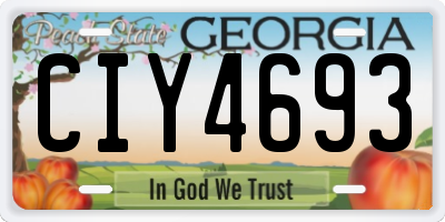 GA license plate CIY4693