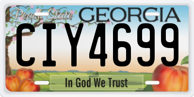 GA license plate CIY4699
