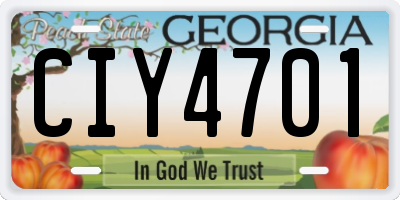 GA license plate CIY4701
