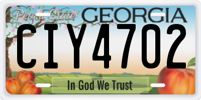 GA license plate CIY4702