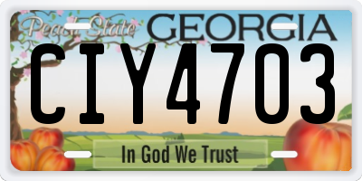 GA license plate CIY4703
