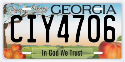 GA license plate CIY4706