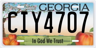 GA license plate CIY4707