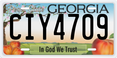 GA license plate CIY4709